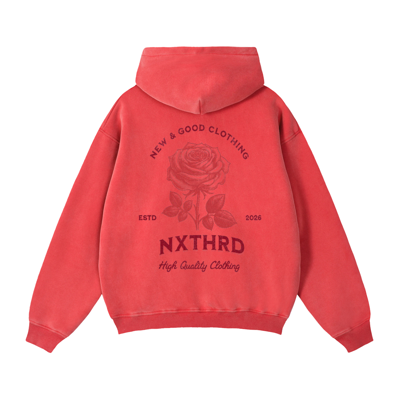 NXTHRD Rose Zip-Through Boxy Fleece Hoodie