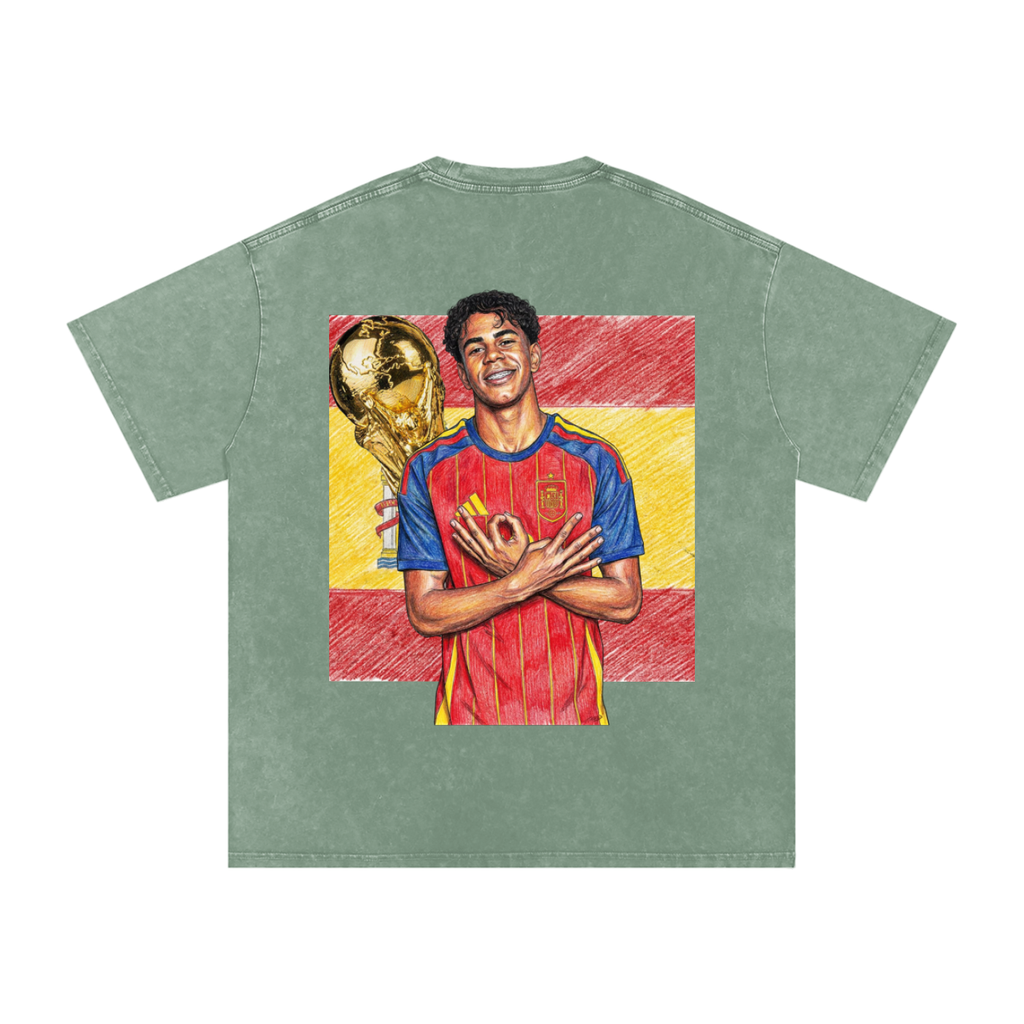 Lamine Yamal Spain World Cup Snow Washed Oversized Cotton T-Shirt