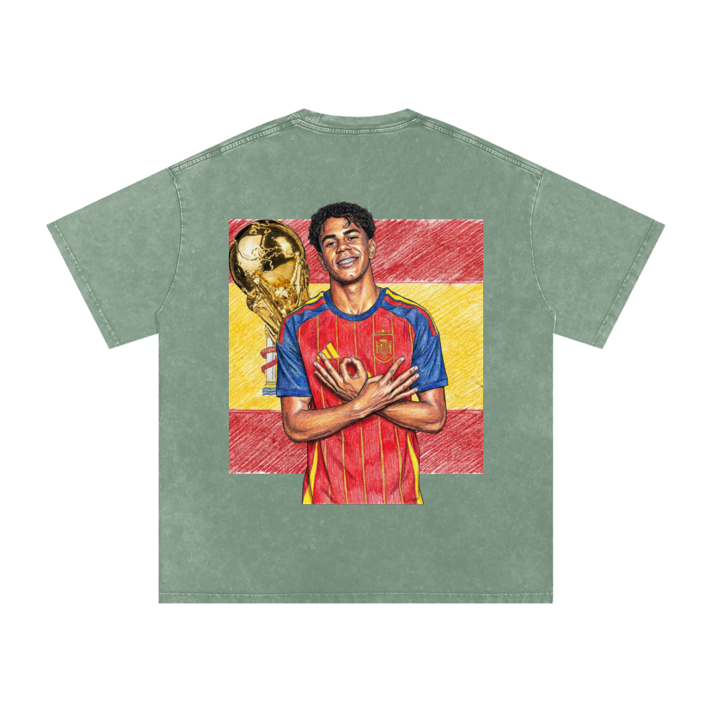 Lamine Yamal Spain World Cup Snow Washed Oversized Cotton T-Shirt