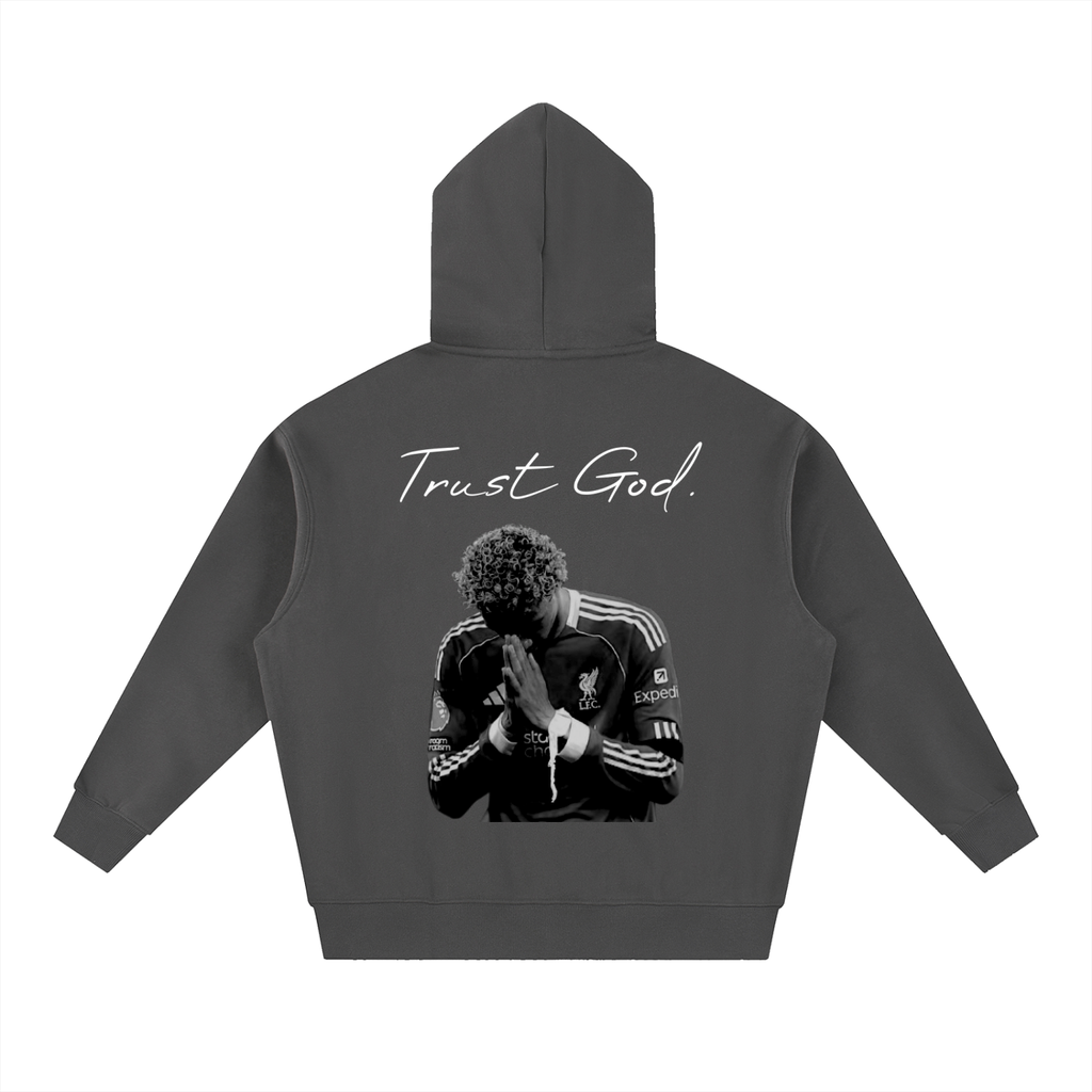 NXTHRD Ekitike Trust God Essential Oversized Boxy Fit Fleece Hoodie