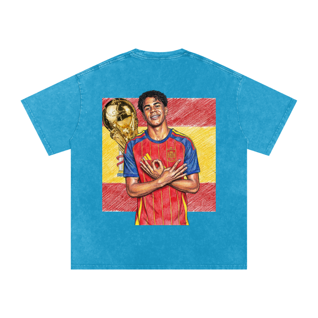 Lamine Yamal Spain World Cup Snow Washed Oversized Cotton T-Shirt