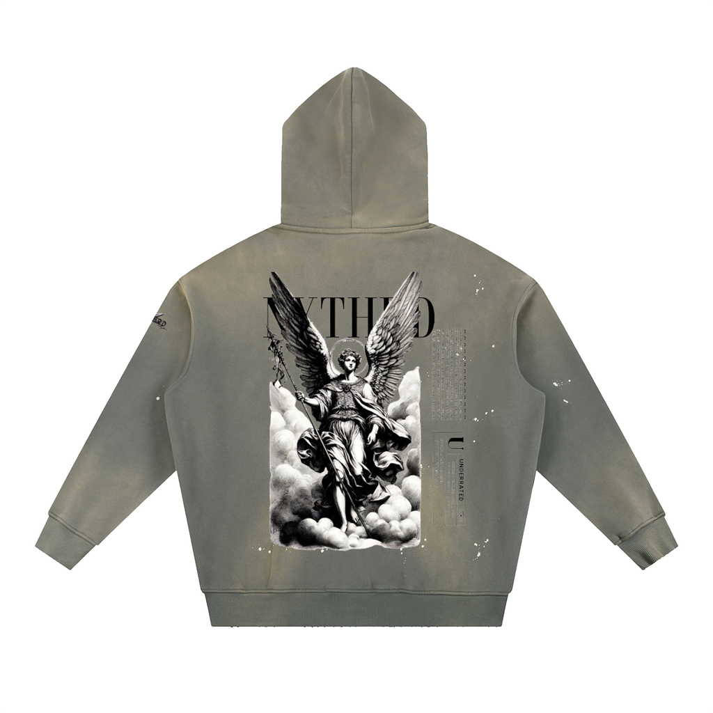 NXTHRD Angel Vintage Washed Frayed Fleece Hoodie