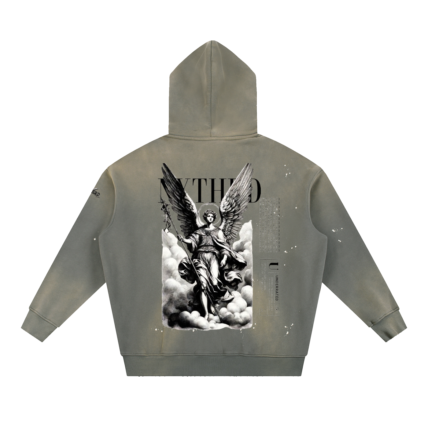 NXTHRD Angel Vintage Washed Frayed Fleece Hoodie