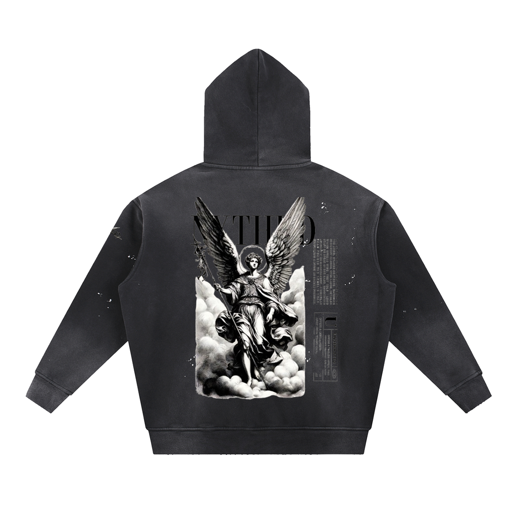 NXTHRD Angel Vintage Washed Frayed Fleece Hoodie