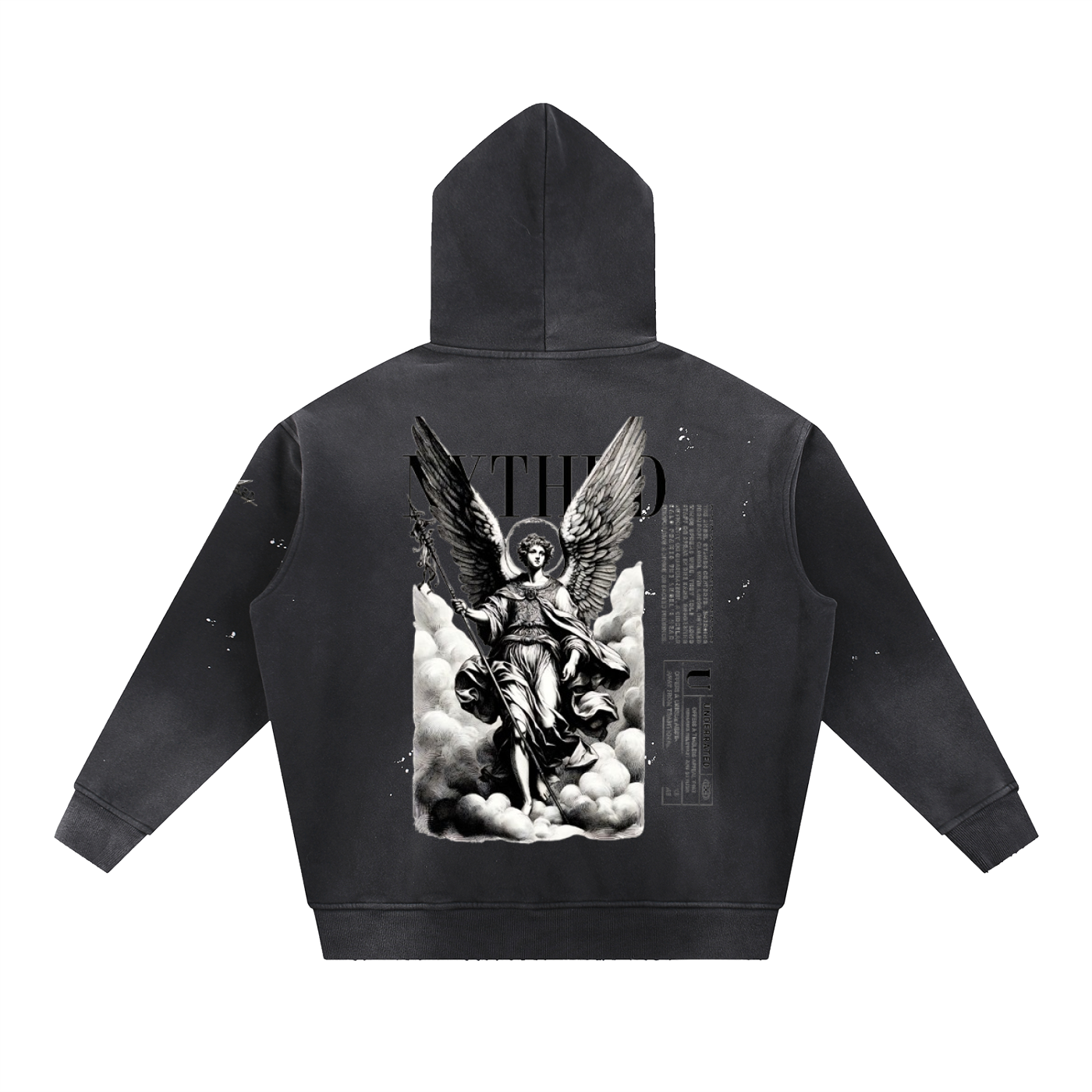 NXTHRD Angel Vintage Washed Frayed Fleece Hoodie