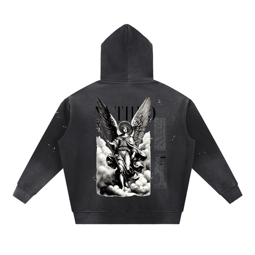 NXTHRD Angel Vintage Washed Frayed Fleece Hoodie