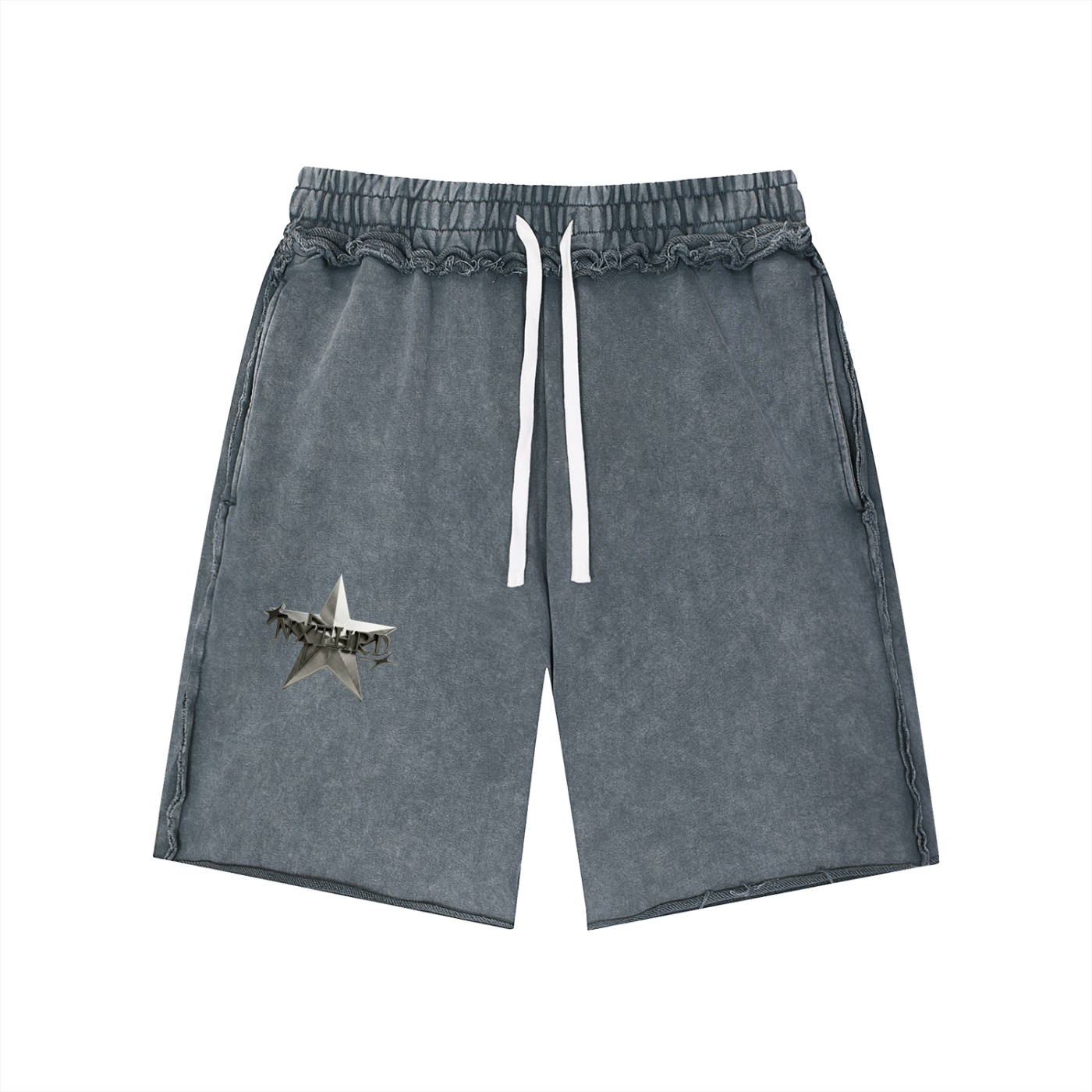 NXTHRD Unisex Mineral Wash Raw Edge Shorts