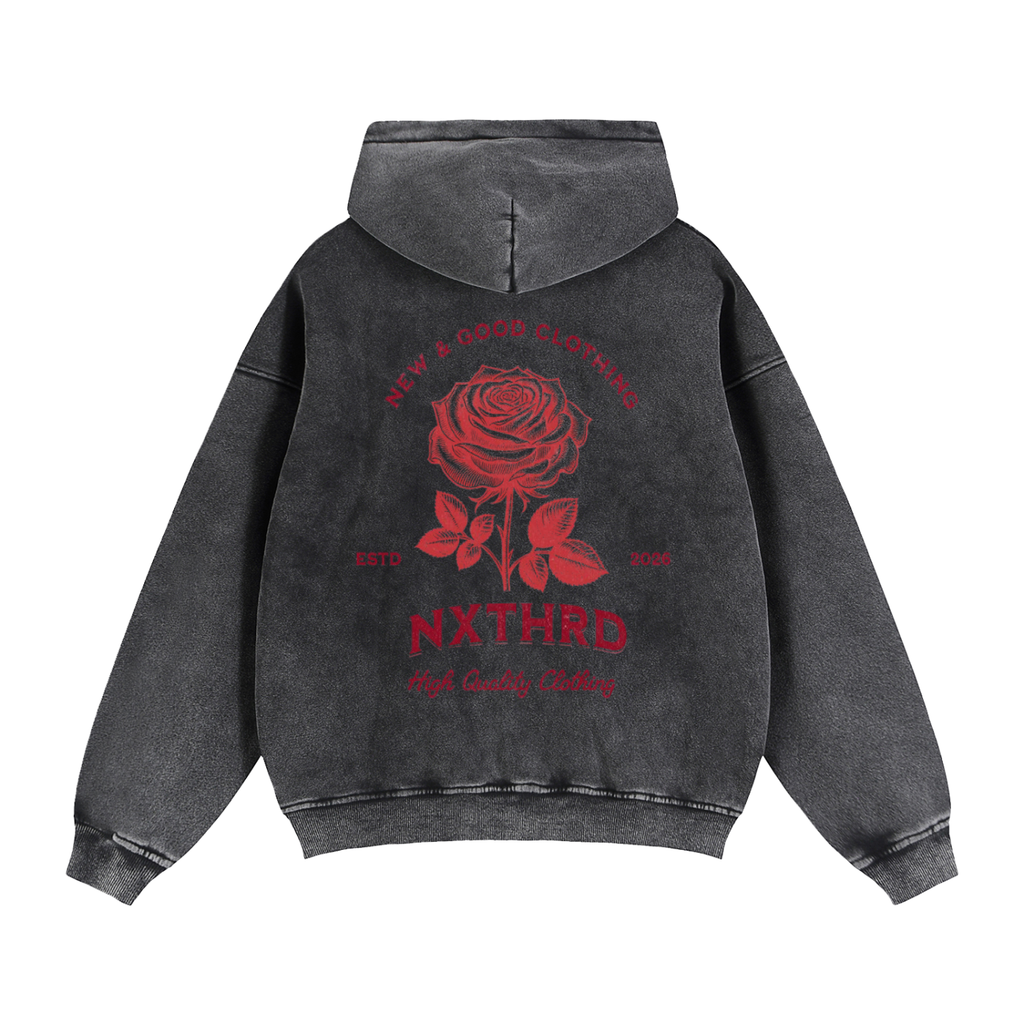 NXTHRD Rose Zip-Through Boxy Fleece Hoodie