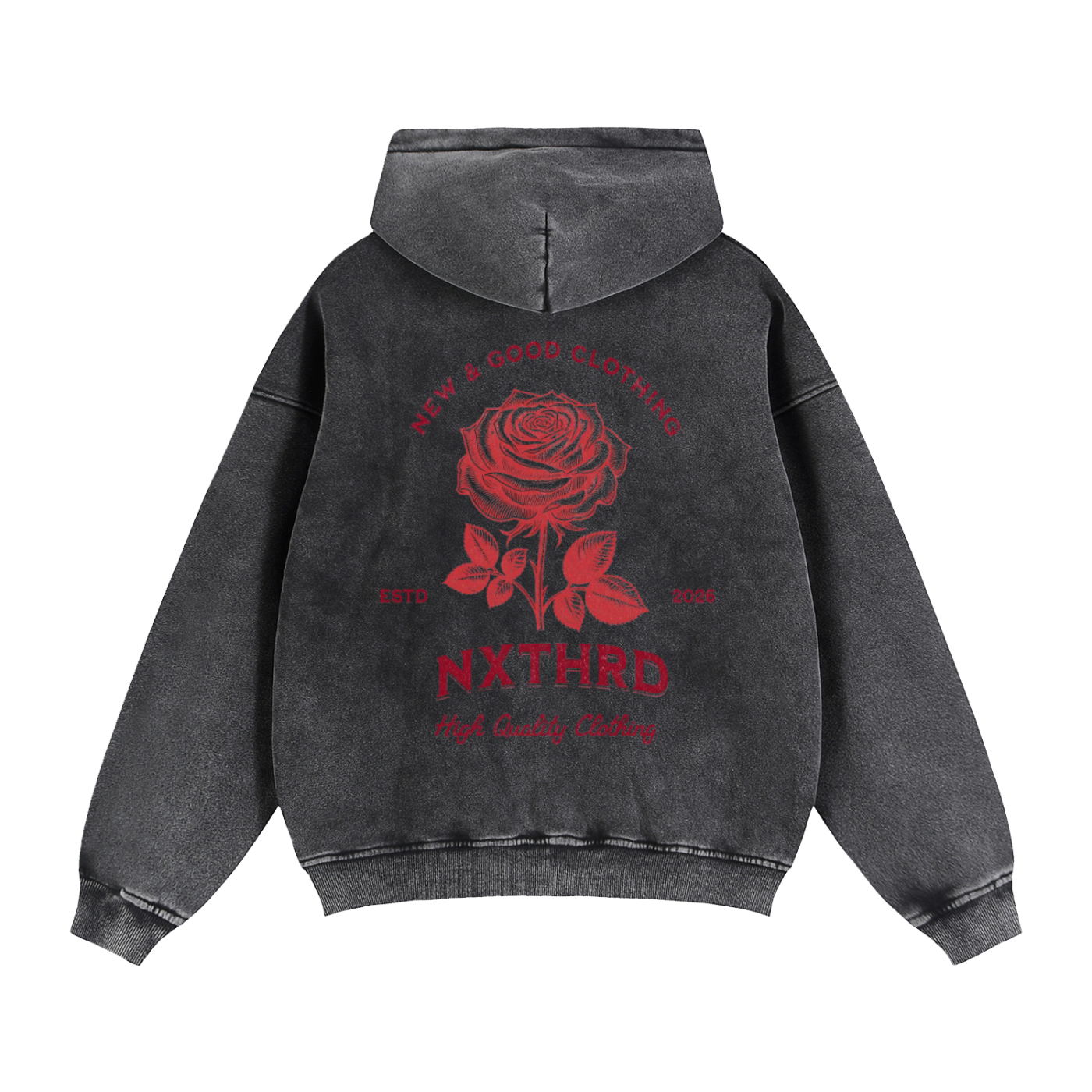 NXTHRD Rose Zip-Through Boxy Fleece Hoodie