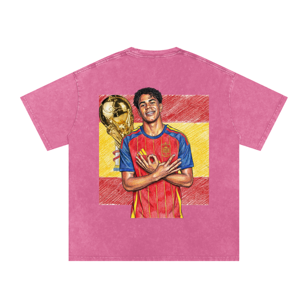 Lamine Yamal Spain World Cup Snow Washed Oversized Cotton T-Shirt
