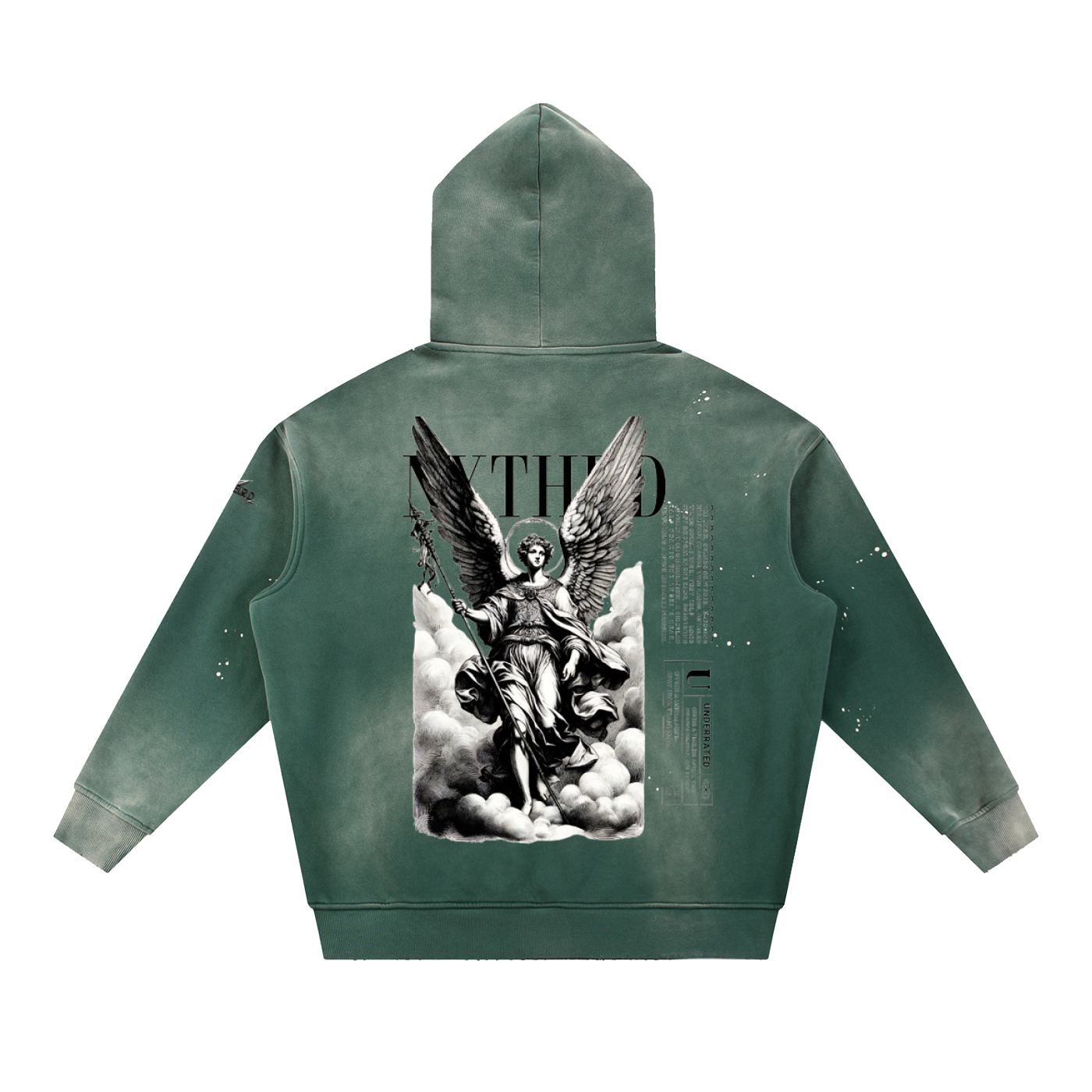 NXTHRD Angel Vintage Washed Frayed Fleece Hoodie