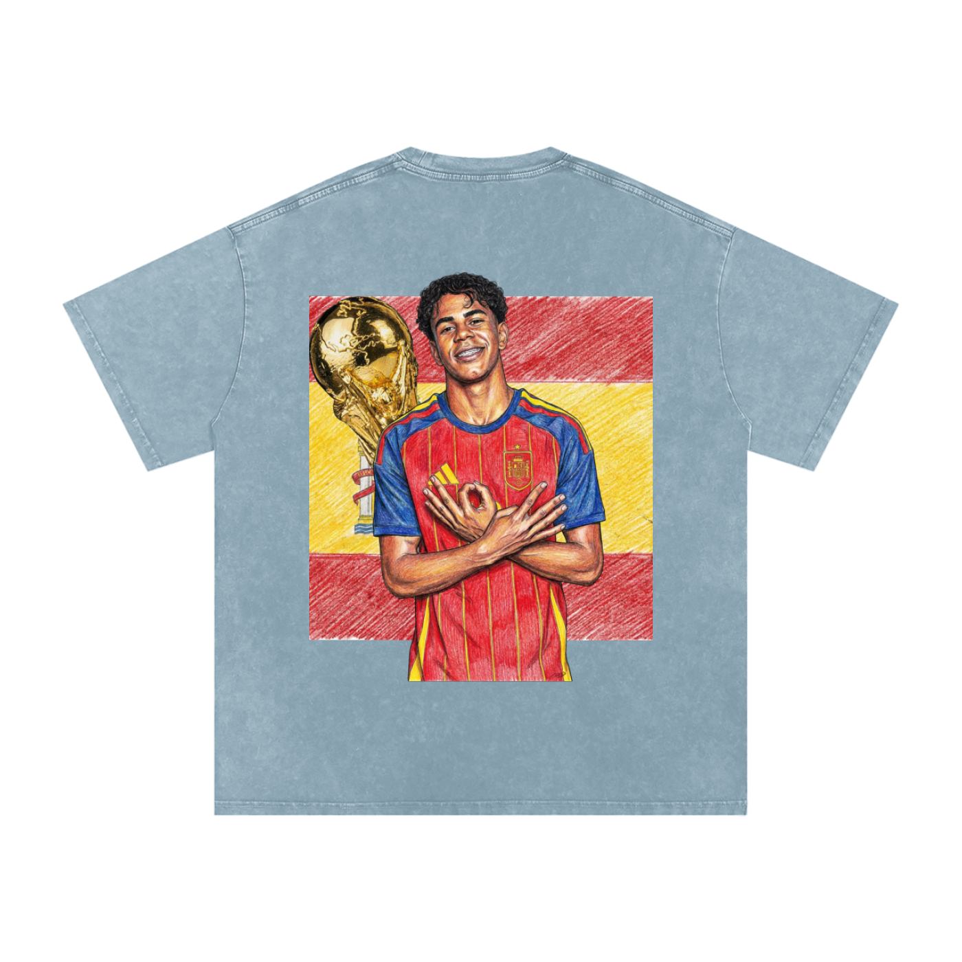 Lamine Yamal Spain World Cup Snow Washed Oversized Cotton T-Shirt