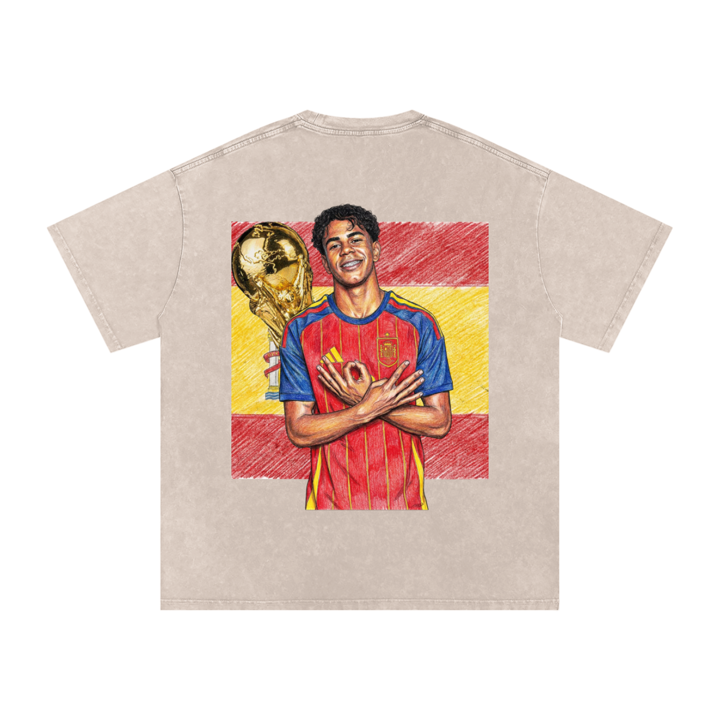 Lamine Yamal Spain World Cup Snow Washed Oversized Cotton T-Shirt