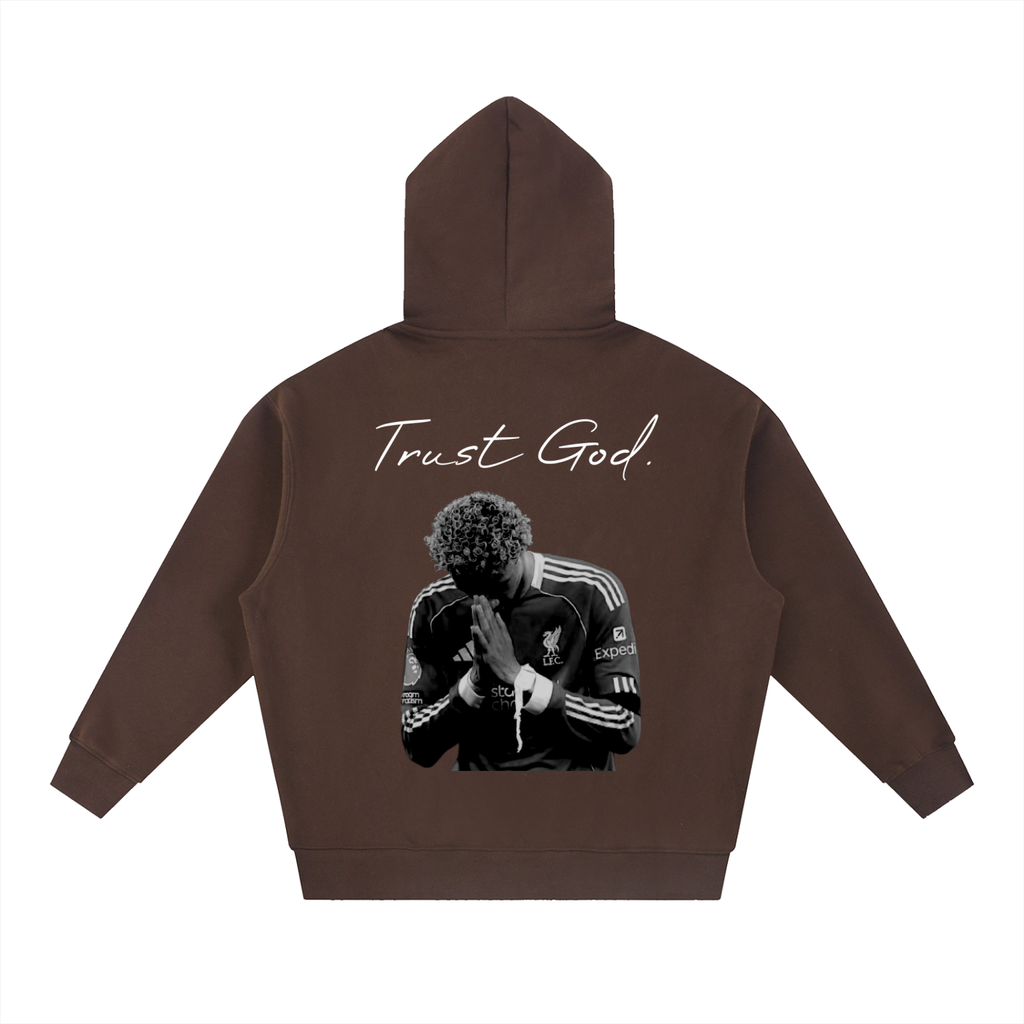NXTHRD Ekitike Trust God Essential Oversized Boxy Fit Fleece Hoodie