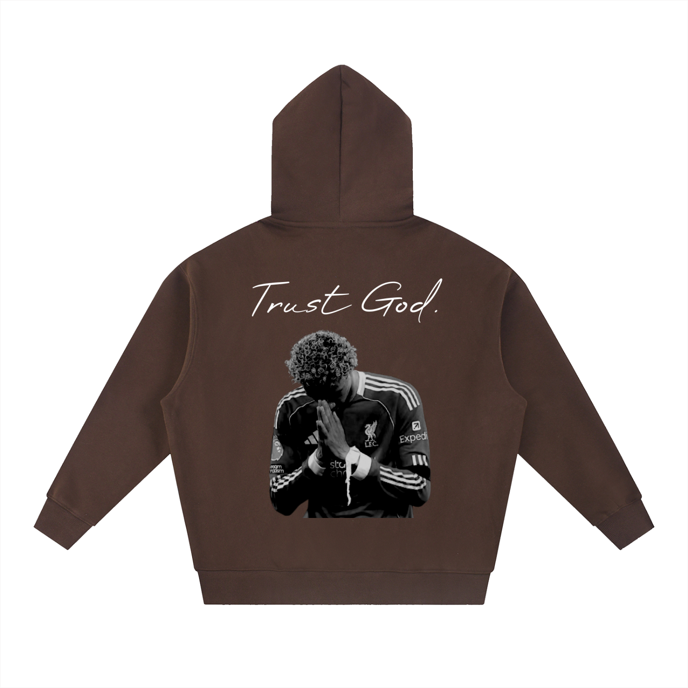 NXTHRD Ekitike Trust God Essential Oversized Boxy Fit Fleece Hoodie