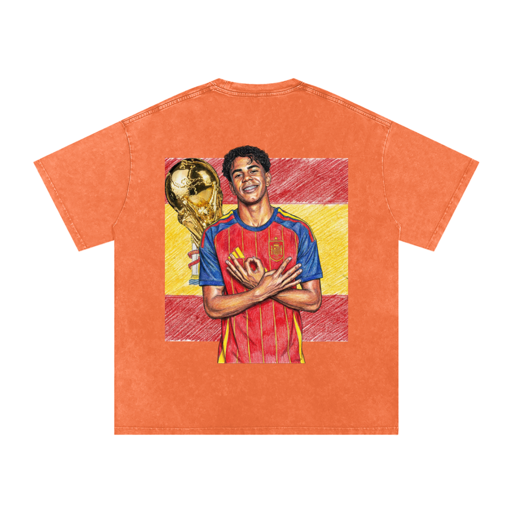 Lamine Yamal Spain World Cup Snow Washed Oversized Cotton T-Shirt