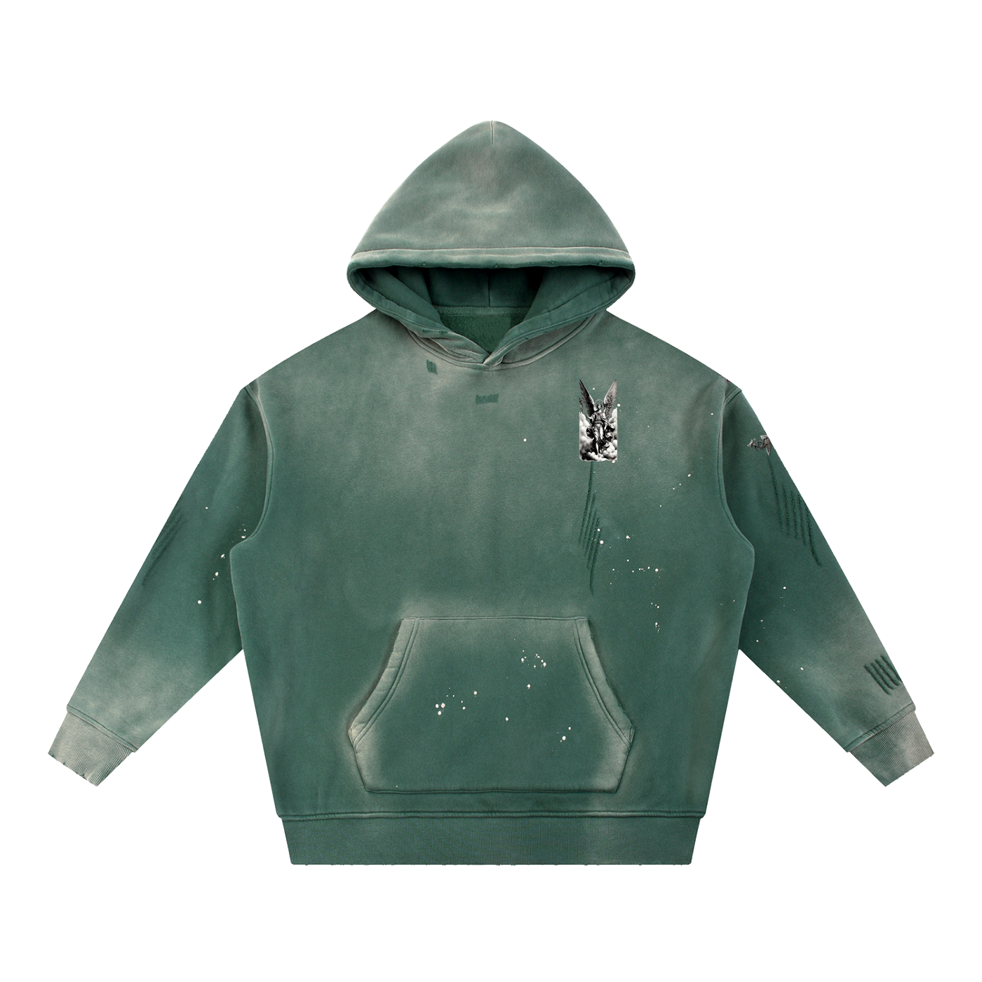 NXTHRD Angel Vintage Washed Frayed Fleece Hoodie