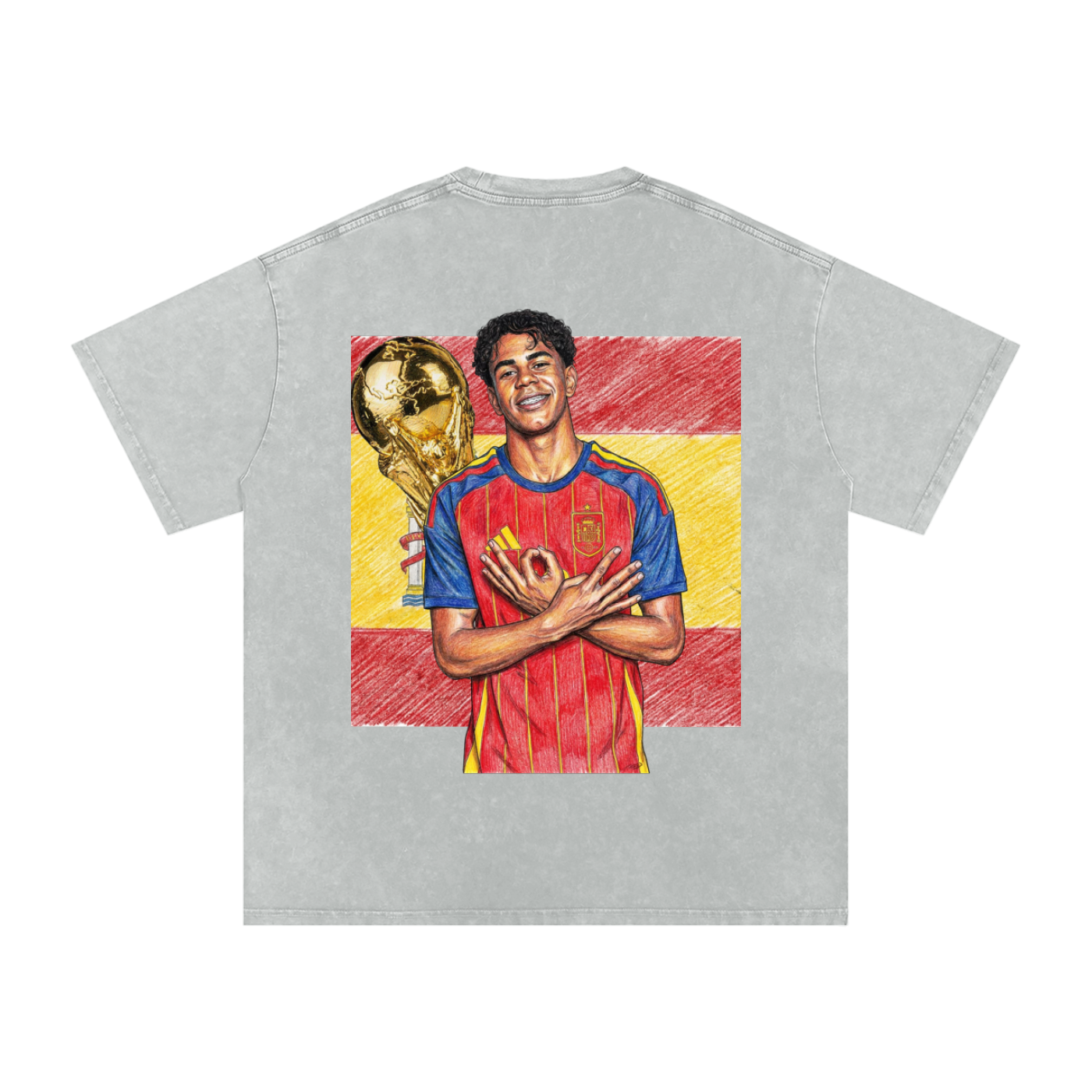 Lamine Yamal Spain World Cup Snow Washed Oversized Cotton T-Shirt