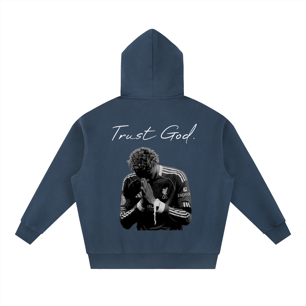 NXTHRD Ekitike Trust God Essential Oversized Boxy Fit Fleece Hoodie