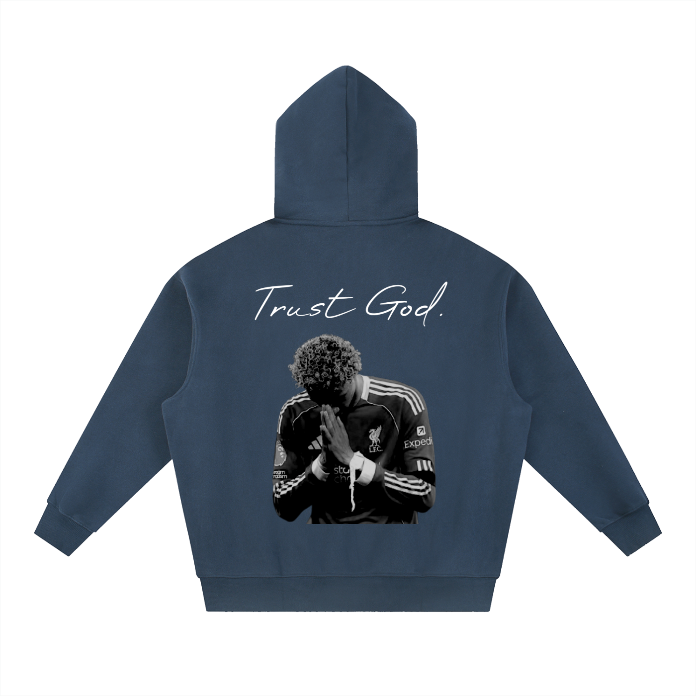 NXTHRD Ekitike Trust God Essential Oversized Boxy Fit Fleece Hoodie