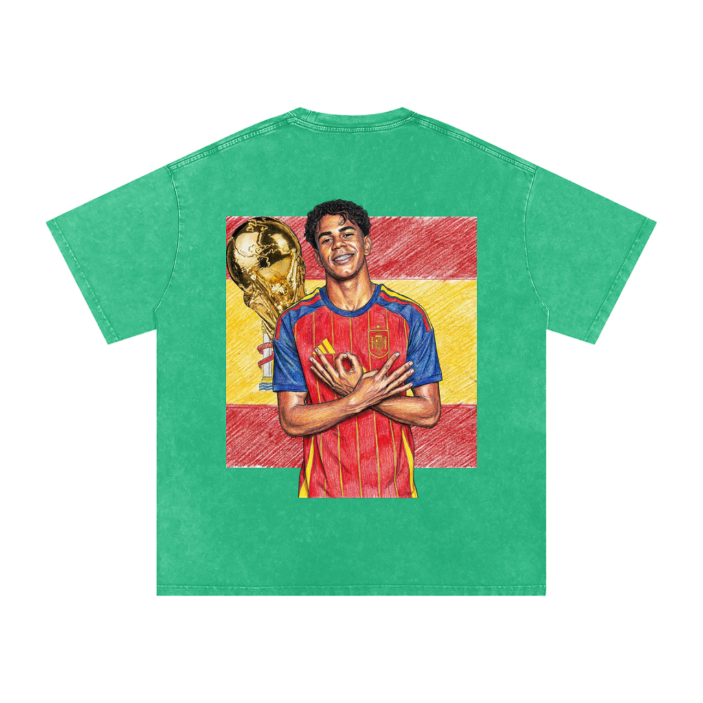 Lamine Yamal Spain World Cup Snow Washed Oversized Cotton T-Shirt