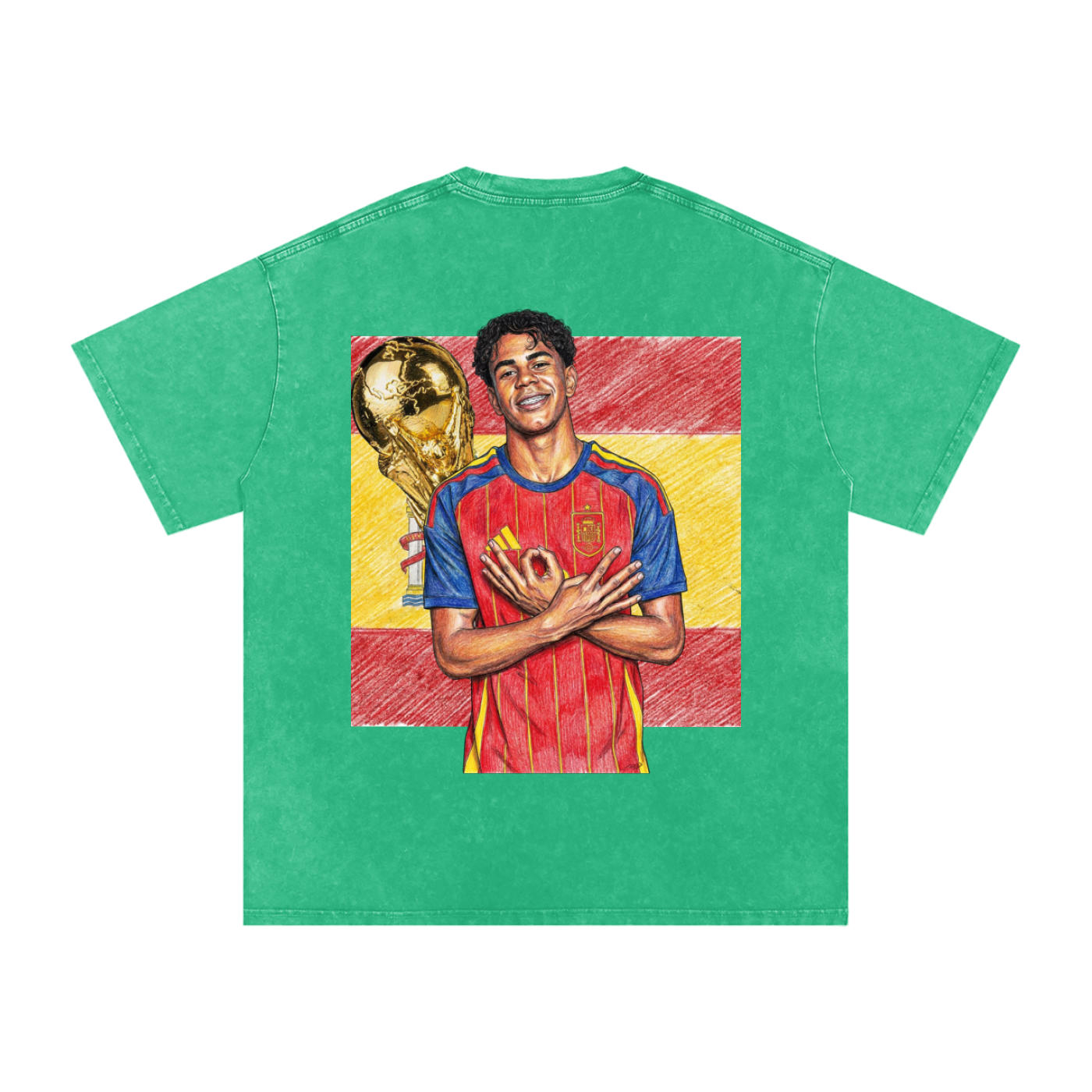 Lamine Yamal Spain World Cup Snow Washed Oversized Cotton T-Shirt
