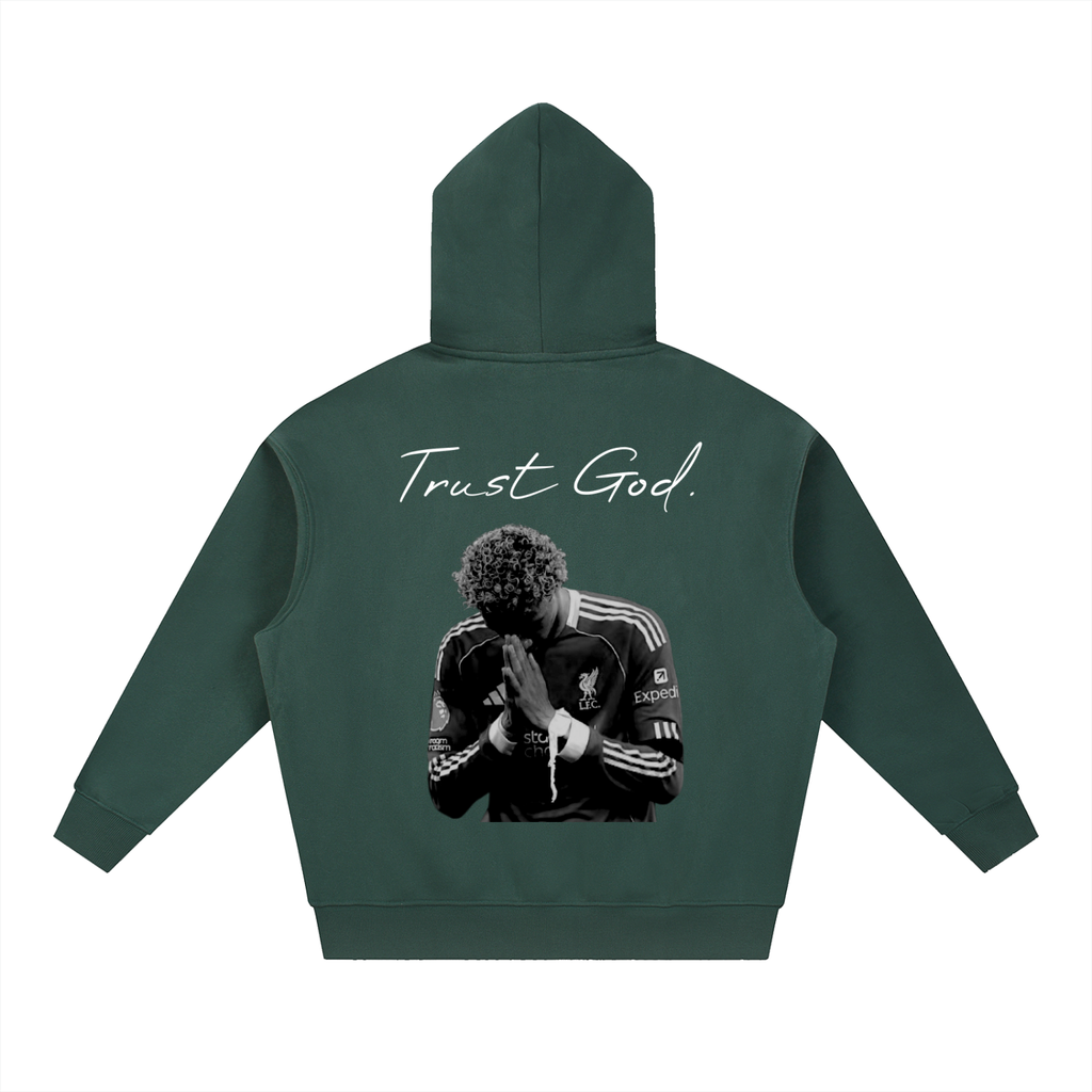 NXTHRD Ekitike Trust God Essential Oversized Boxy Fit Fleece Hoodie