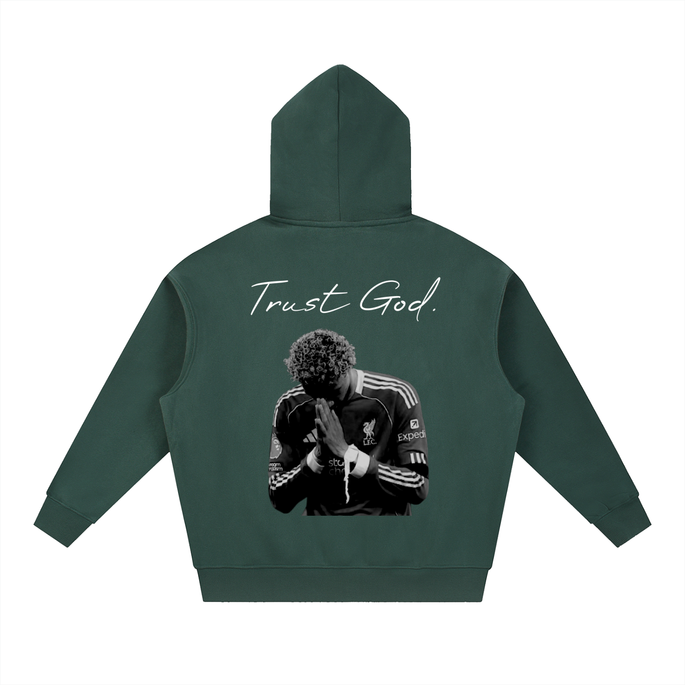 NXTHRD Ekitike Trust God Essential Oversized Boxy Fit Fleece Hoodie
