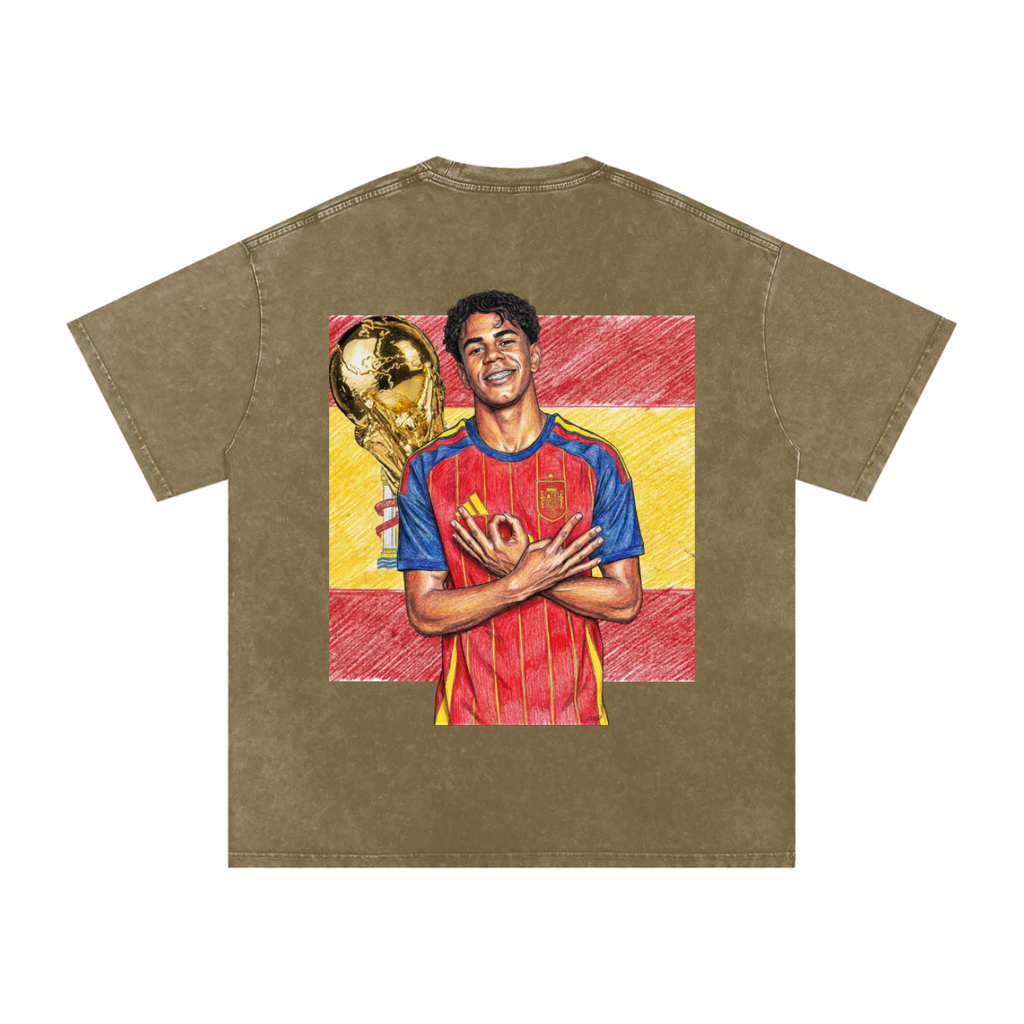 Lamine Yamal Spain World Cup Snow Washed Oversized Cotton T-Shirt