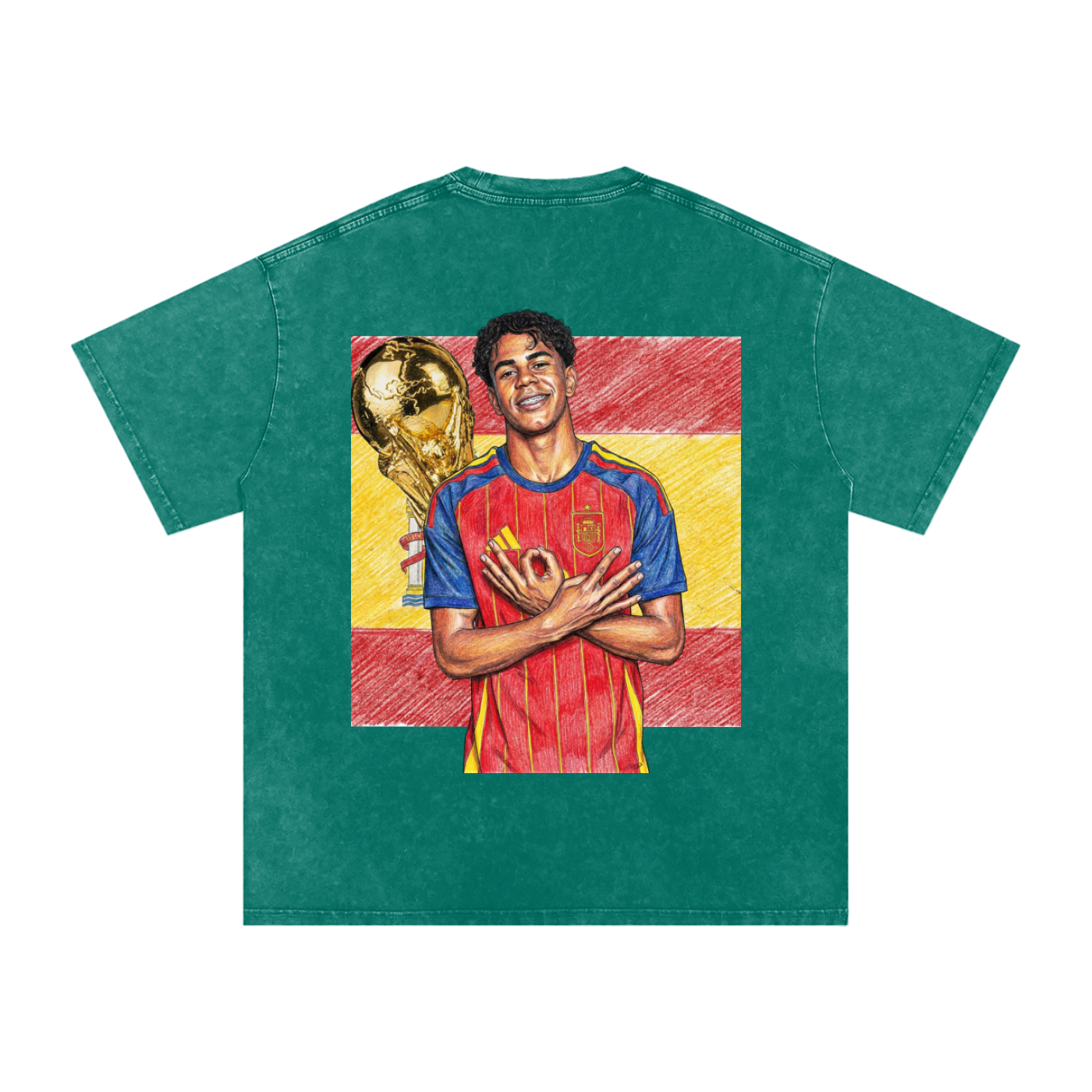 Lamine Yamal Spain World Cup Snow Washed Oversized Cotton T-Shirt