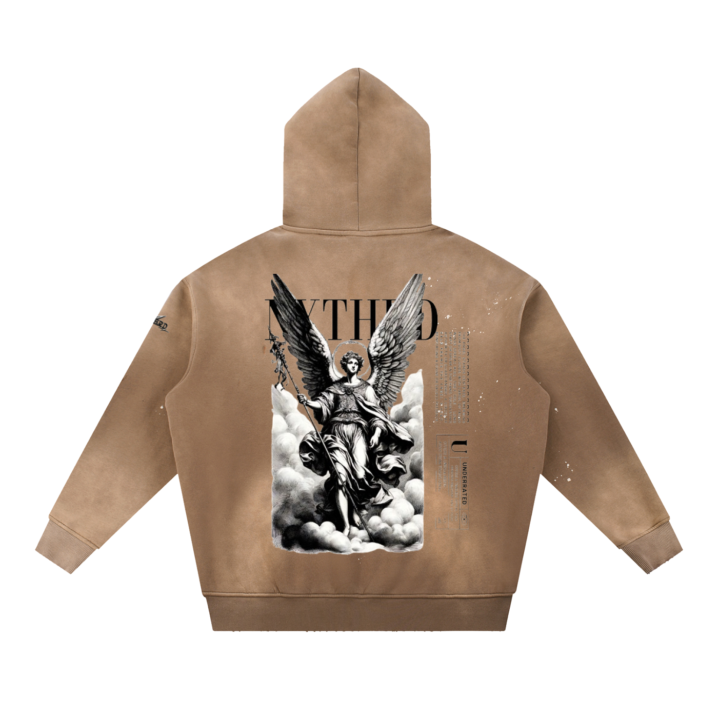 NXTHRD Angel Vintage Washed Frayed Fleece Hoodie