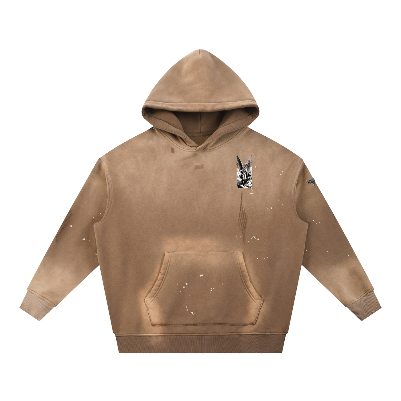 NXTHRD Angel Vintage Washed Frayed Fleece Hoodie