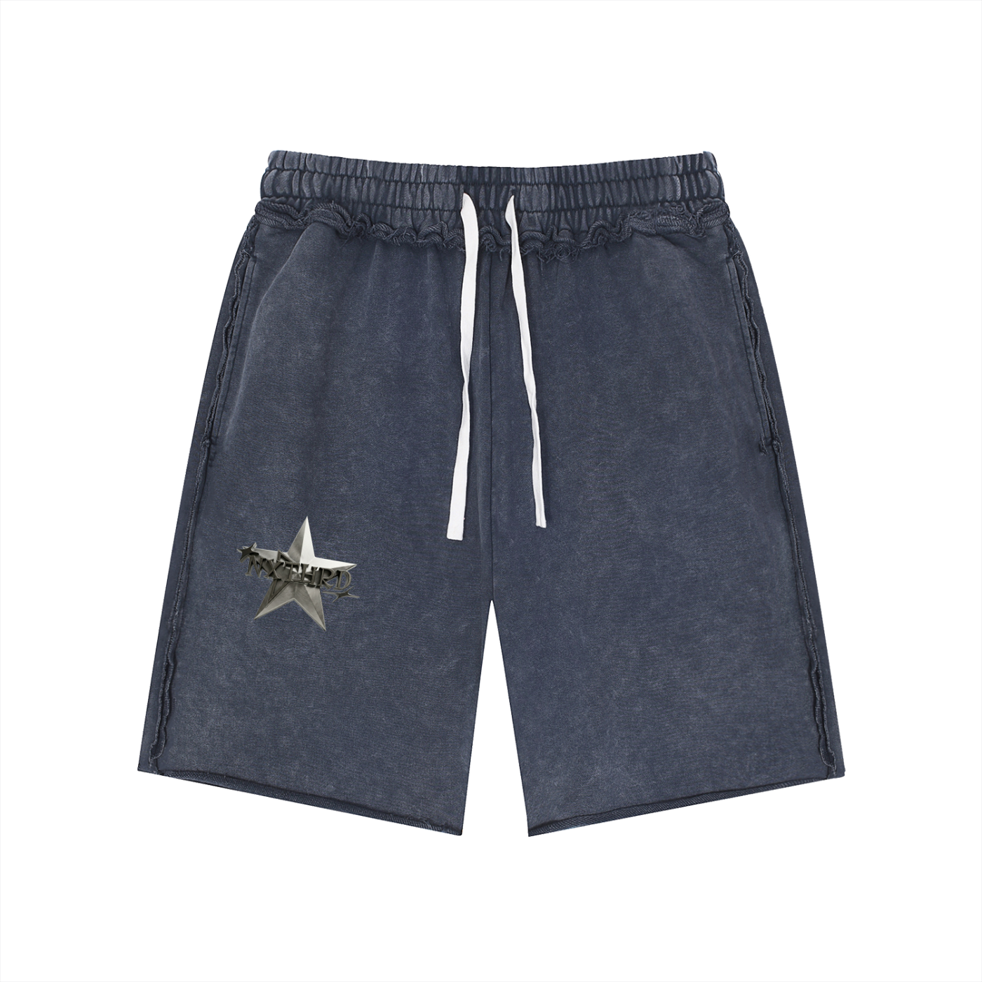 NXTHRD Unisex Mineral Wash Raw Edge Shorts