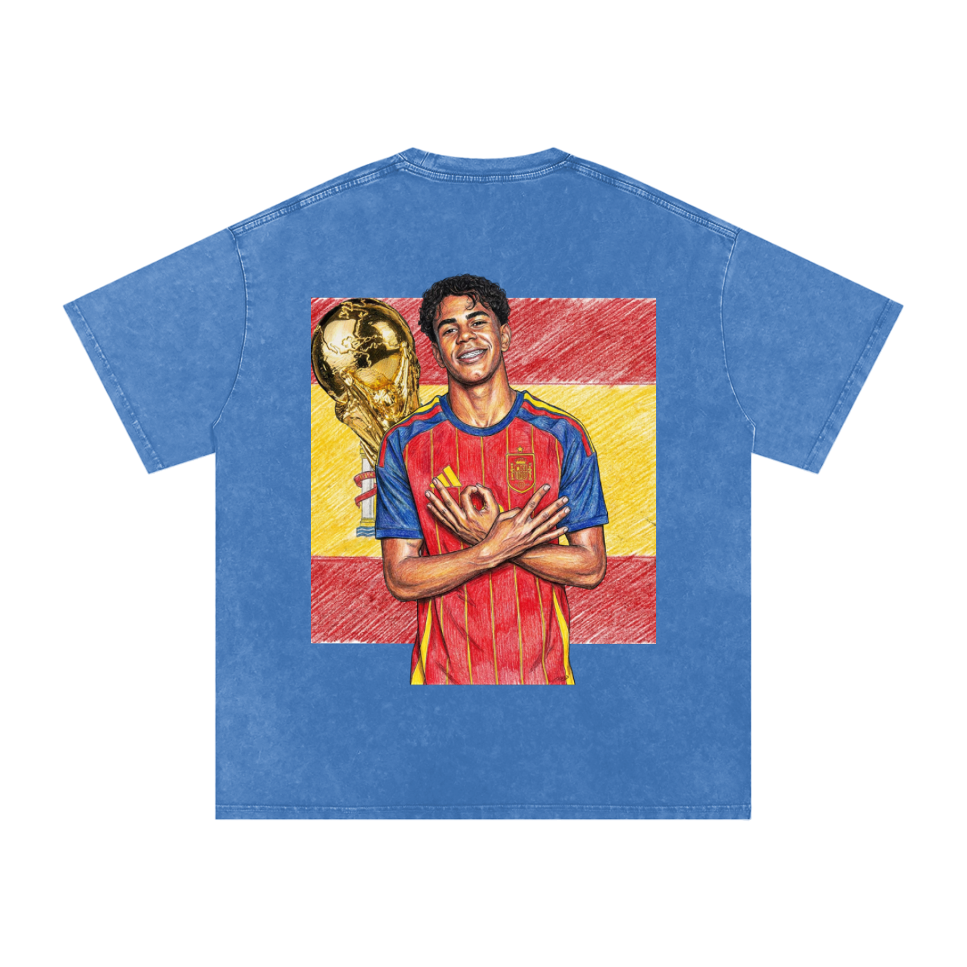 Lamine Yamal Spain World Cup Snow Washed Oversized Cotton T-Shirt