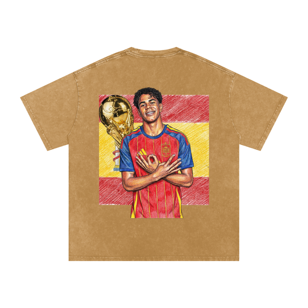 Lamine Yamal Spain World Cup Snow Washed Oversized Cotton T-Shirt