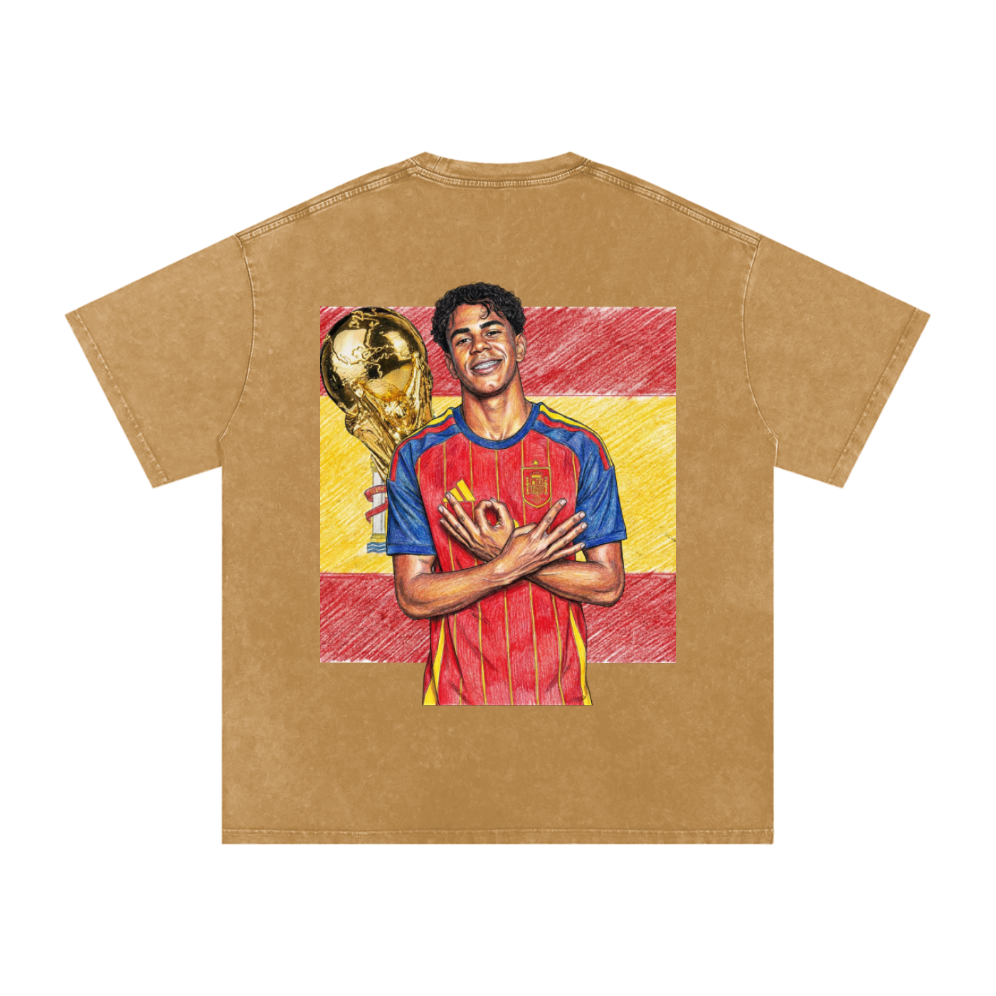 Lamine Yamal Spain World Cup Snow Washed Oversized Cotton T-Shirt