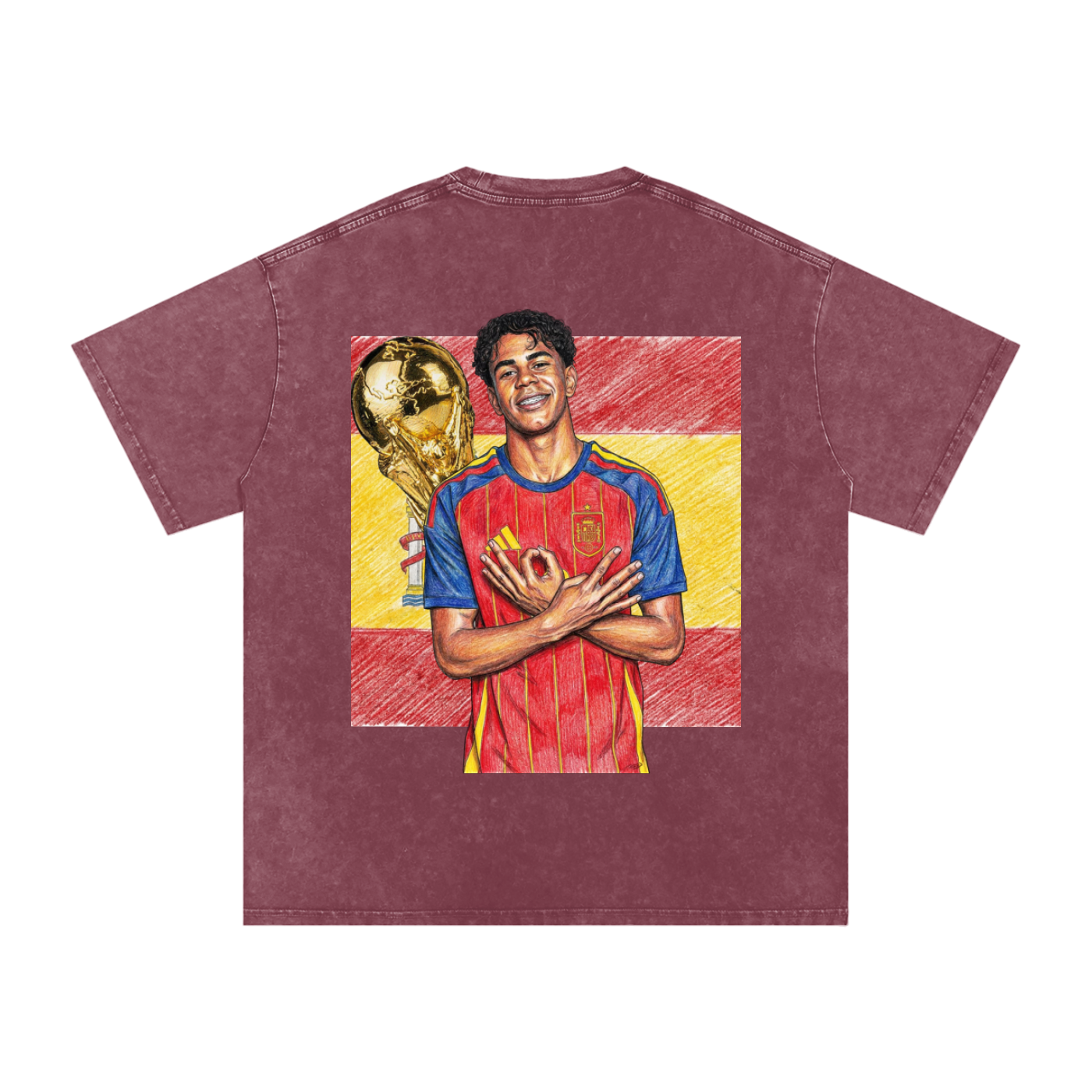 Lamine Yamal Spain World Cup Snow Washed Oversized Cotton T-Shirt