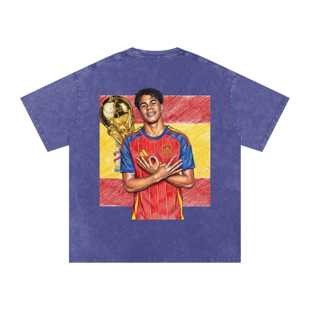 Lamine Yamal Spain World Cup Snow Washed Oversized Cotton T-Shirt