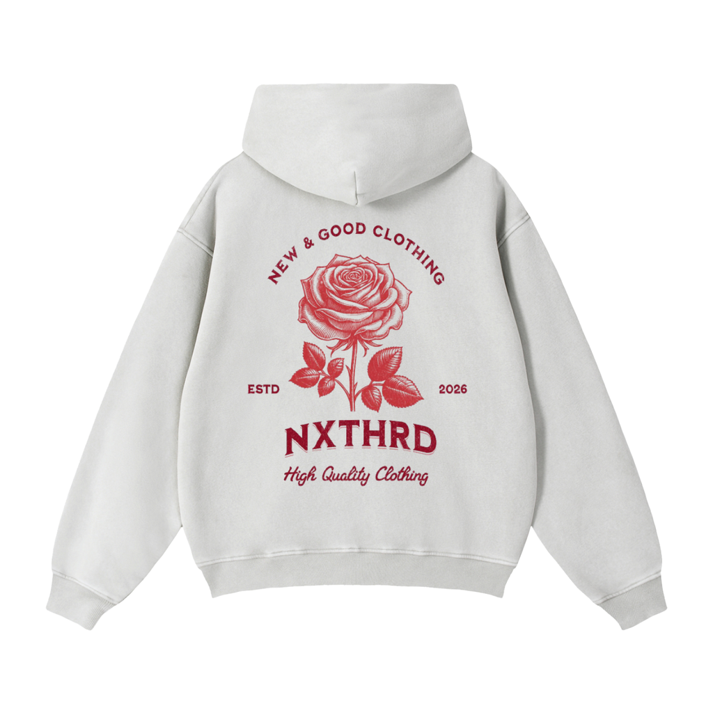 NXTHRD Rose Zip-Through Boxy Fleece Hoodie