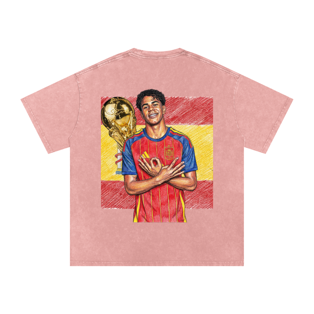 Lamine Yamal Spain World Cup Snow Washed Oversized Cotton T-Shirt