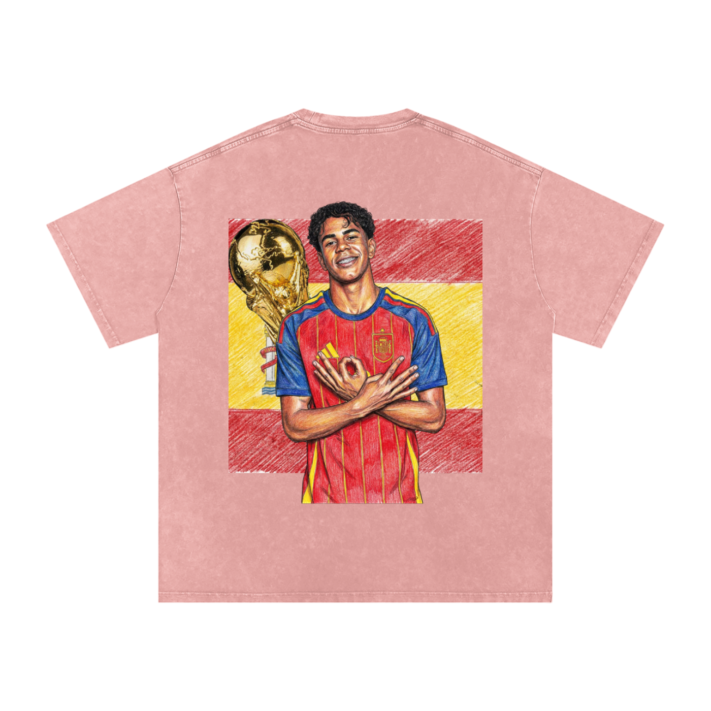 Lamine Yamal Spain World Cup Snow Washed Oversized Cotton T-Shirt