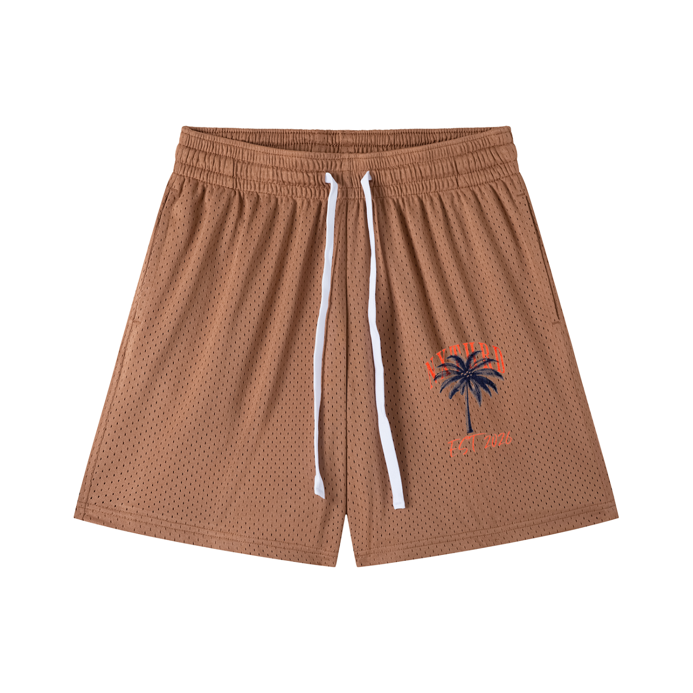 NXTHRD Palm Tree Mesh Drawstring Shorts