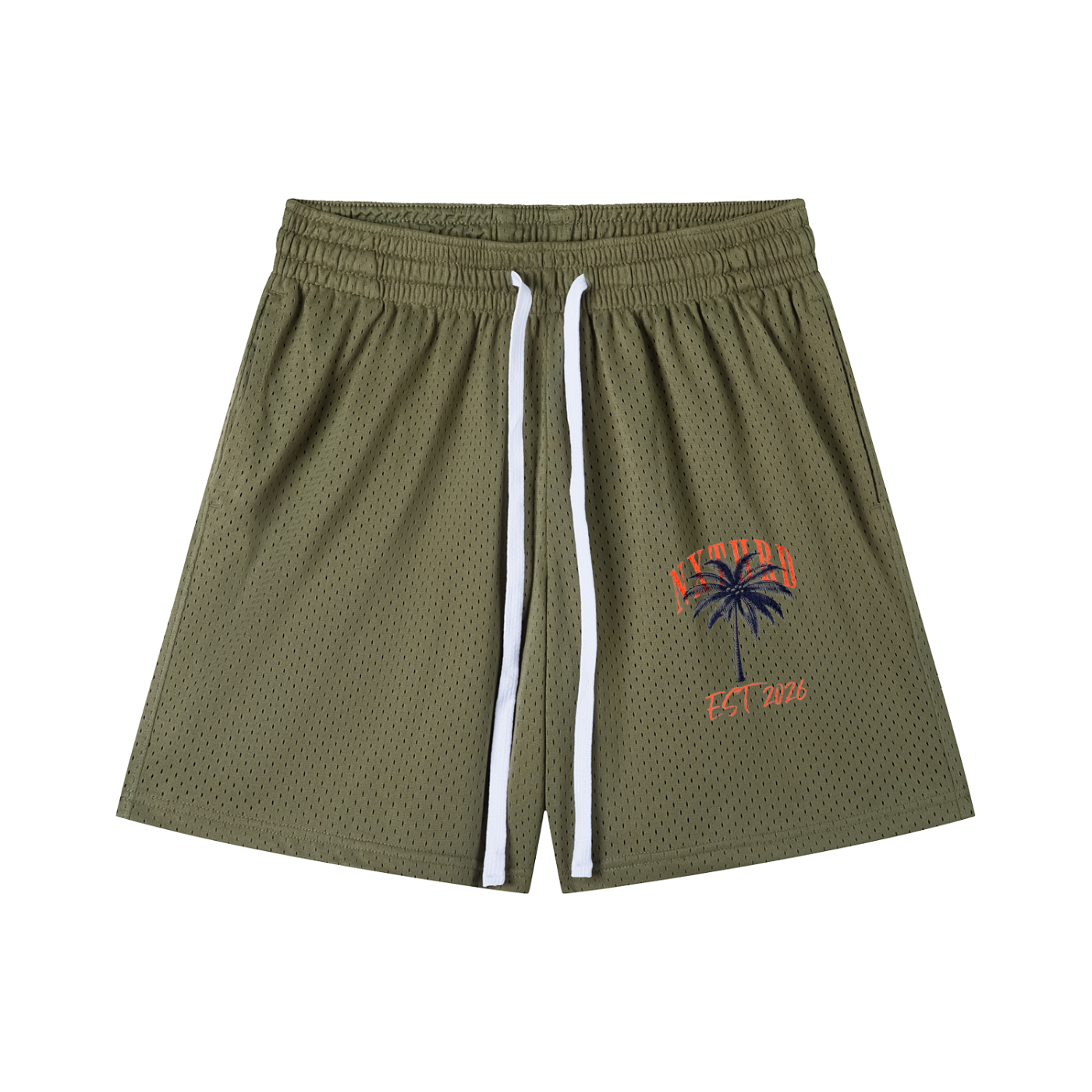 NXTHRD Palm Tree Mesh Drawstring Shorts