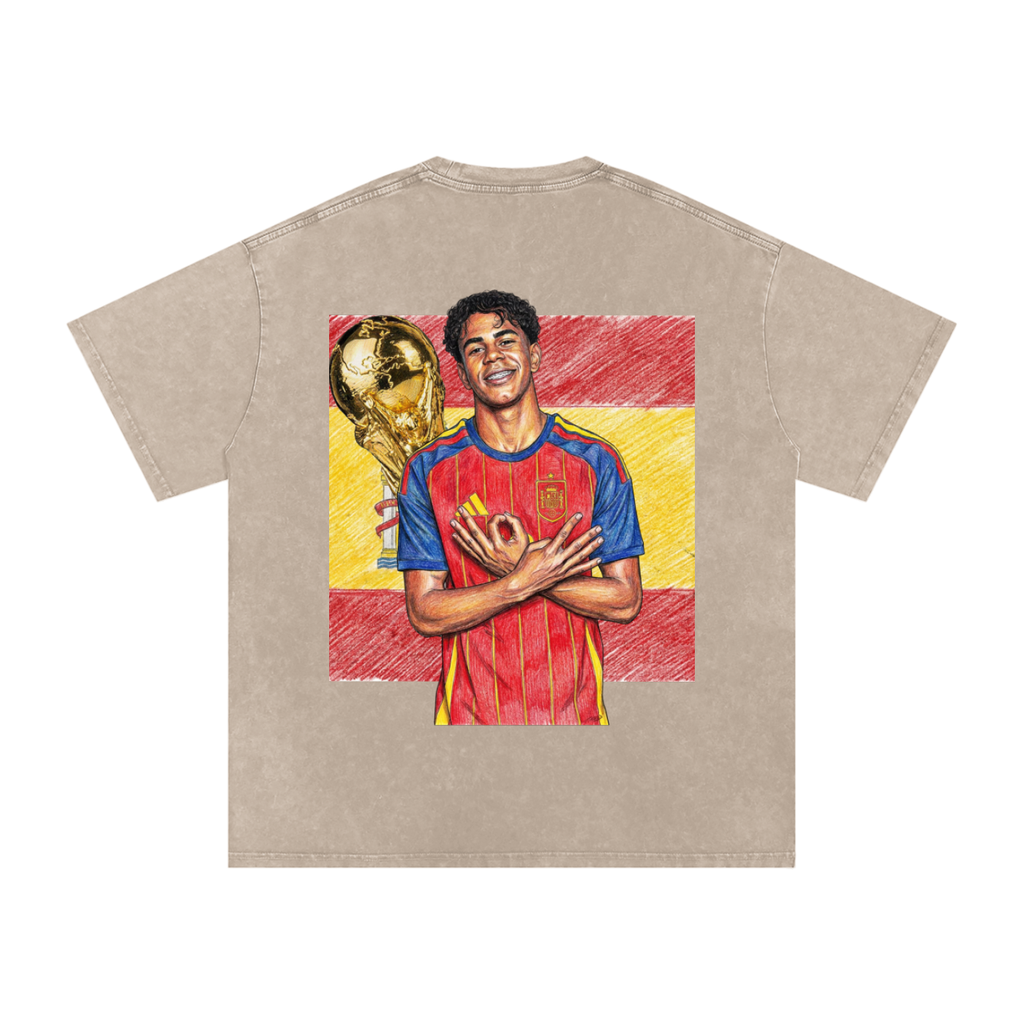 Lamine Yamal Spain World Cup Snow Washed Oversized Cotton T-Shirt