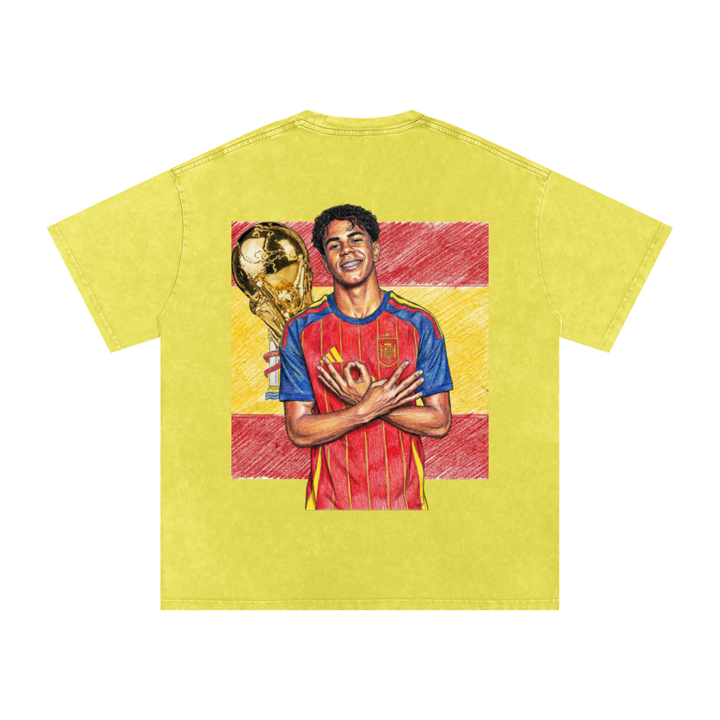 Lamine Yamal Spain World Cup Snow Washed Oversized Cotton T-Shirt