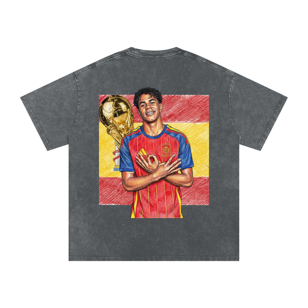 Lamine Yamal Spain World Cup Snow Washed Oversized Cotton T-Shirt