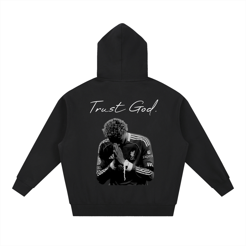NXTHRD Ekitike Trust God Essential Oversized Boxy Fit Fleece Hoodie
