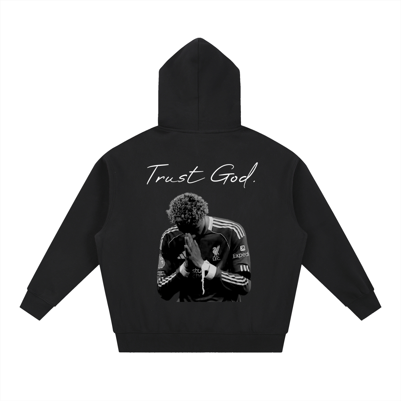 NXTHRD Ekitike Trust God Essential Oversized Boxy Fit Fleece Hoodie