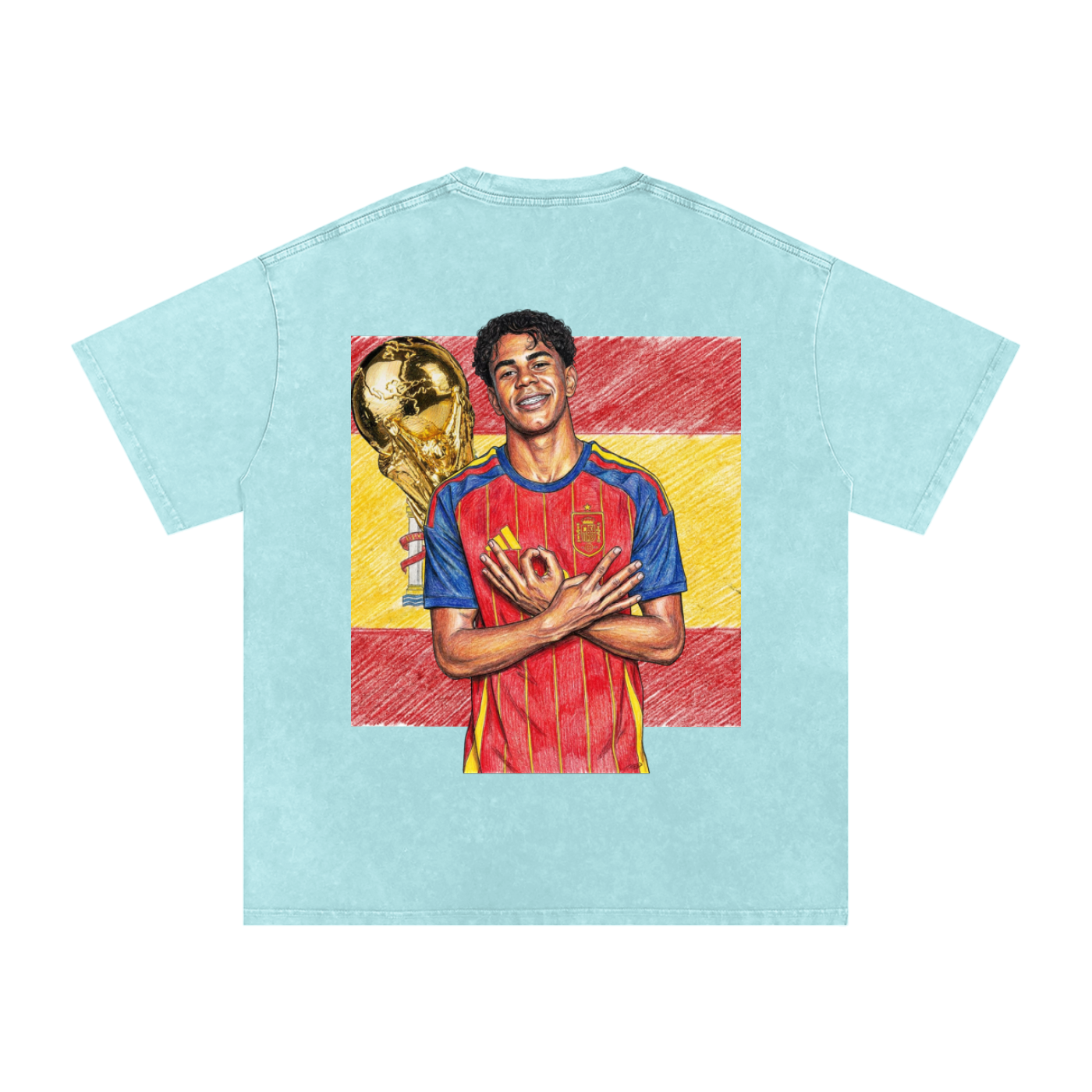Lamine Yamal Spain World Cup Snow Washed Oversized Cotton T-Shirt