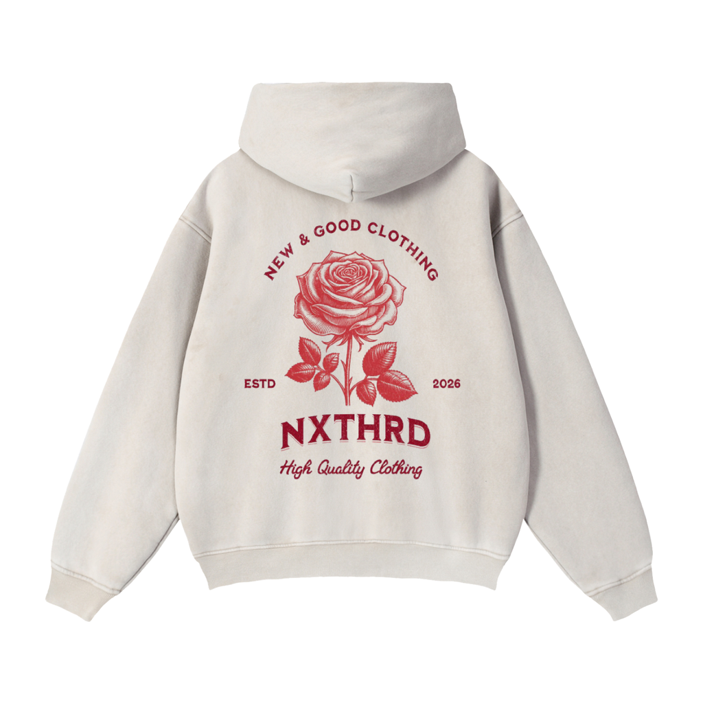 NXTHRD Rose Zip-Through Boxy Fleece Hoodie